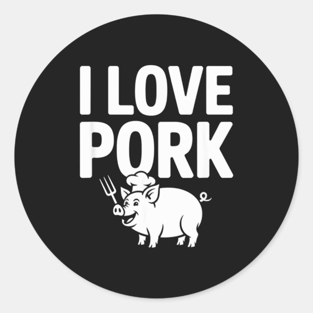 Ich liebe Schweine-Chef-Schwein-BBQ-Gabel  Runder Aufkleber (Vorderseite)