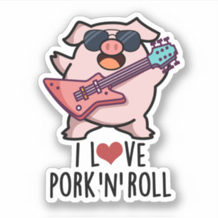 Ich Liebe Schweinefleisch und Roll Funny Music Pig Aufkleber