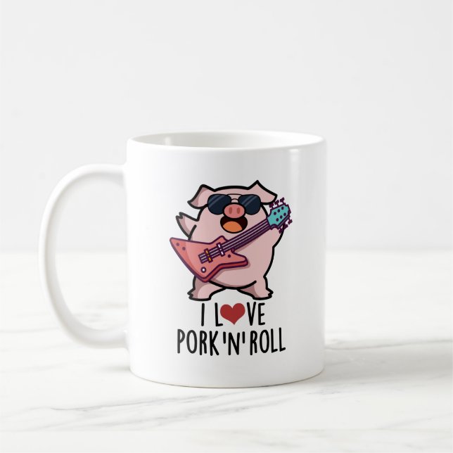 Ich Liebe Schweinefleisch und Roll Funny Music Pig Kaffeetasse (Links)