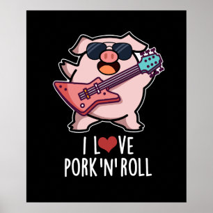 Ich Liebe Schweinefleisch und Roll Funny Music Pig Poster