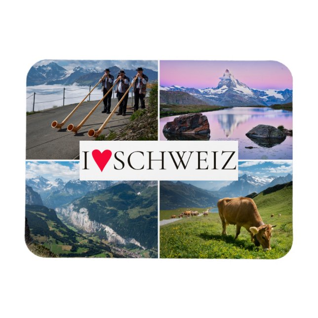 Ich liebe Schweiz Fotocollage Souvenir Magnet (Horizontal)