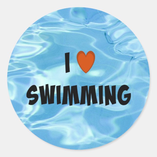 Ich Liebe schwimmen - das einladende blaue Wasser, Runder Aufkleber (Vorderseite)