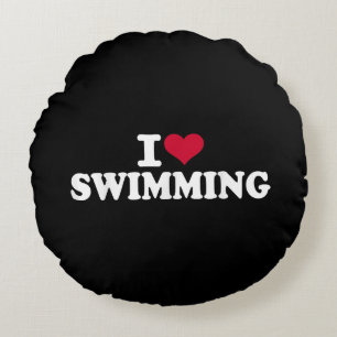 Ich liebe Schwimmen Rundes Kissen