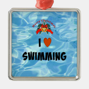 Ich Liebe Schwimmen, Weihnachtsdesign, Ornament Aus Metall