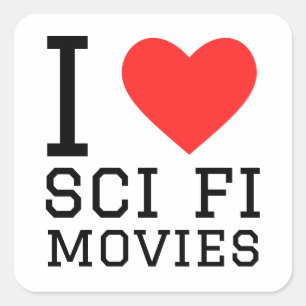 Ich Liebe Science-Fiction-Filme Quadratischer Aufkleber