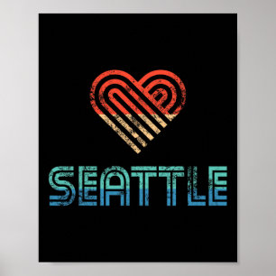 Ich liebe Seattle Distressed Urlaub Geschenk T-Shi Poster