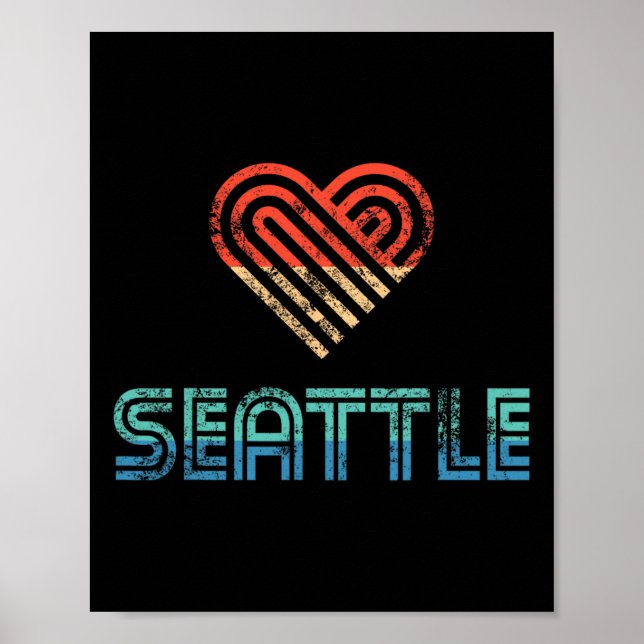 Ich liebe Seattle Distressed Urlaub Geschenk T-Shi Poster (Vorne)