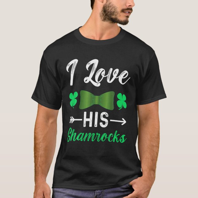 Ich Liebe seine Kleeblätter St Patrick's Day Paare T-Shirt (Vorderseite)