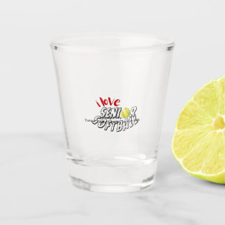 Ich liebe Senior-Softball-Flaschenkühler Schnapsglas