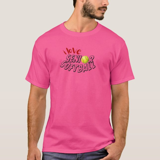 Ich liebe Senior-Softball-T-Shirt T-Shirt (Vorderseite)