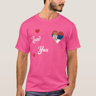 Ich liebe Serbien mit der serbischen Flagge in ein T-Shirt