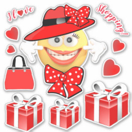 Ich Liebe Shopping lächelnd Mode Emoji Aufkleber