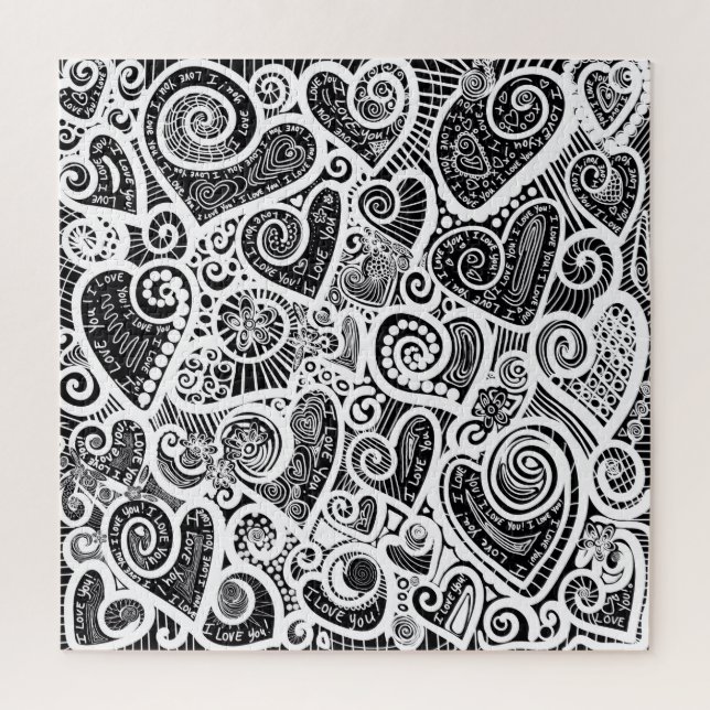 Ich Liebe Sie Abstrakte Scratch Art Design Puzzle (Vertikal)