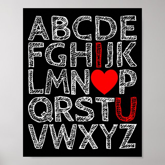 Ich Liebe Sie Alphabets Chalk texturiert Poster (Vorne)