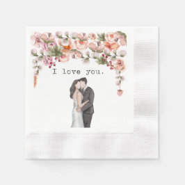 Ich Liebe Sie Aquarell Hochzeit floral elegant nie Serviette