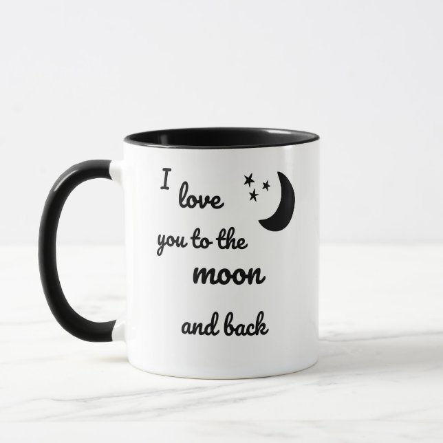 Ich Liebe Sie auf den Mond und die Tasse zurück (Links)