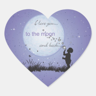 Ich Liebe Sie auf den Mond und zurück einzigartige Herz-Aufkleber