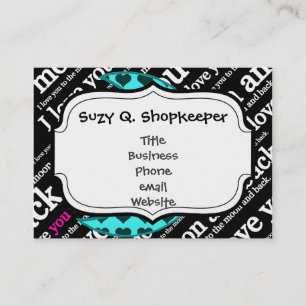 Ich Liebe Sie auf den Mond und zurück Typografie Visitenkarte