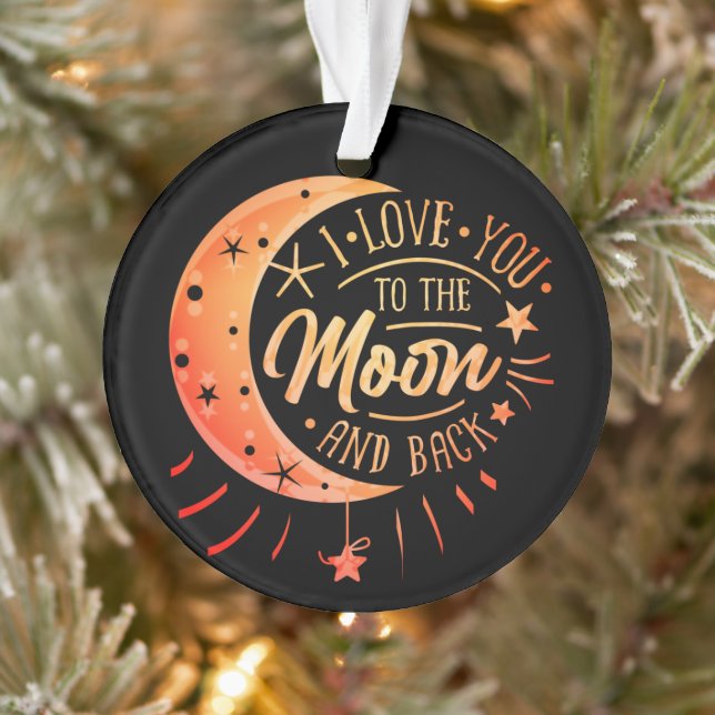 Ich Liebe Sie auf den Mond zurück Schwarz Moderne  Ornament (Baum)