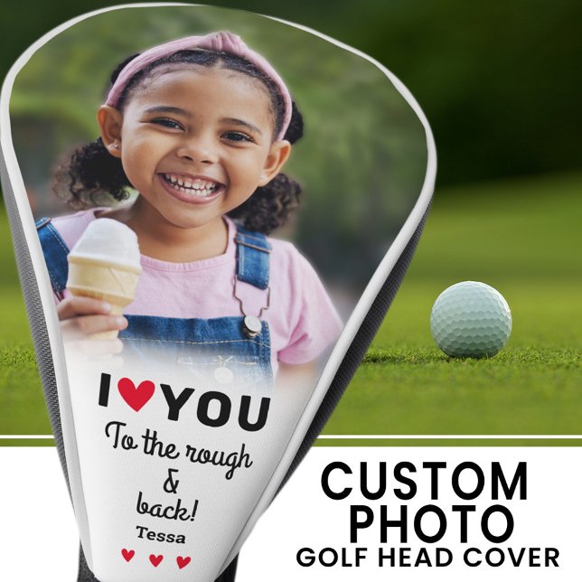 Ich Liebe Sie auf den Namen des Rough & Back-Fotos Golf Headcover (I Love You To The Rough & Back Photo Name Custom Golf Head Cover)