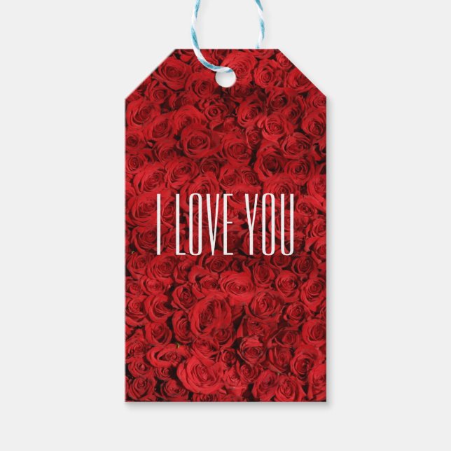 Ich Liebe Sie auf ein Bett von Rose Geschenkanhänger (Vorderseite)