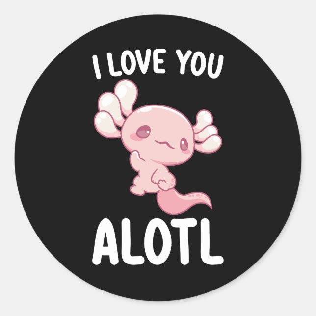 Ich Liebe Sie Axolotl Valentinstag Runder Aufkleber (Vorderseite)