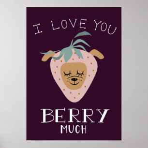 Ich Liebe Sie BERRY Much Strawberry Dog Poster