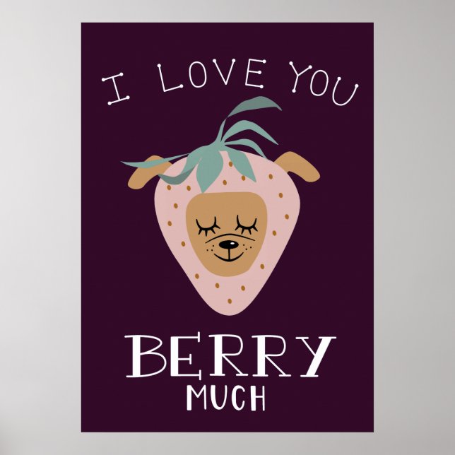 Ich Liebe Sie BERRY Much Strawberry Dog Poster (Vorne)