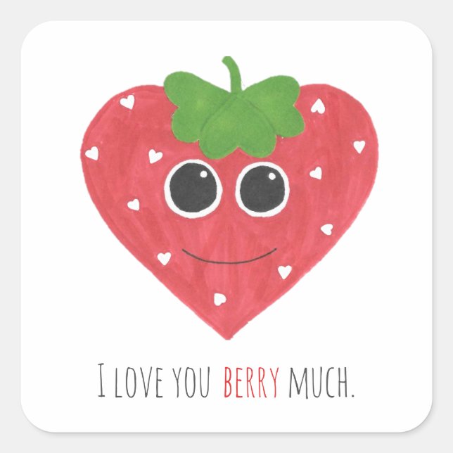 Ich Liebe Sie Berry Much Strawberry Sticker (Vorderseite)