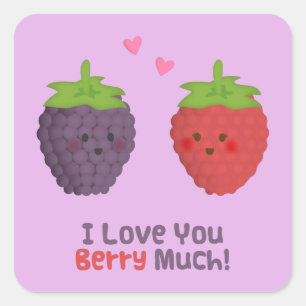 Ich Liebe Sie Berry oder sehr viel Puff Spaß Quadratischer Aufkleber