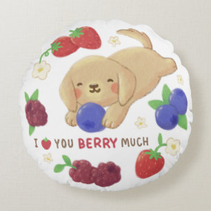 Ich Liebe, Sie Berry viel: Niedlicher Hund mit Ber Rundes Kissen