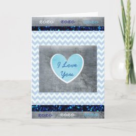 'Ich Liebe Sie" blau und graue männliche Karte