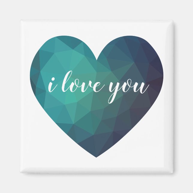 Ich Liebe Sie blaues Herzgeschenk Magnet (Vorne)