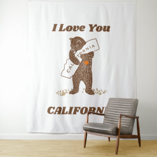 Ich Liebe Sie California Bären umarmt Karte Wandteppich