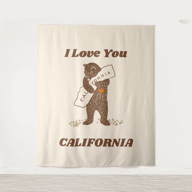 Ich Liebe Sie California Bären umarmt Karte Wandteppich (Vorderseite)