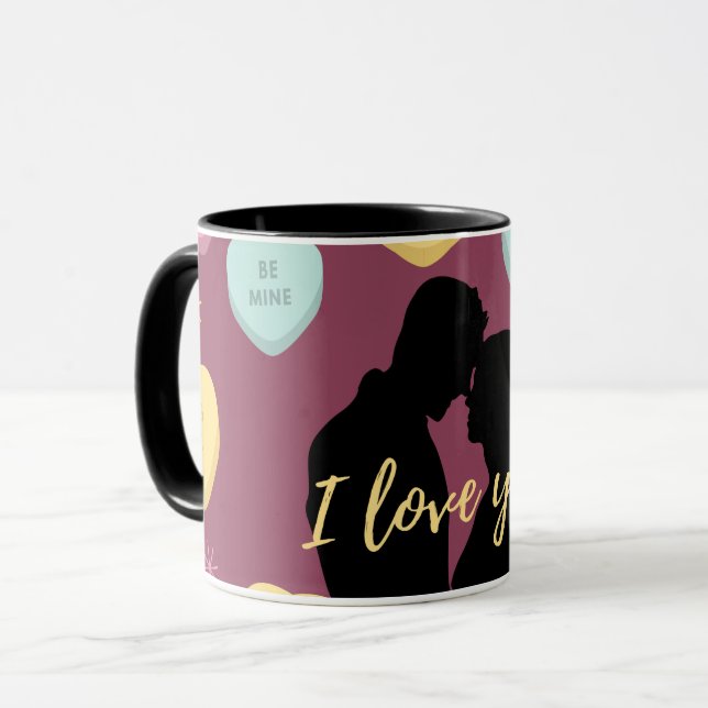 Ich Liebe Sie Candy Hearts Couple Tasse (Vorderseite Links)