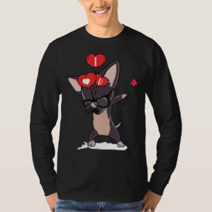 Ich Liebe Sie Chihuahua geben Rose Blume T-Shirt