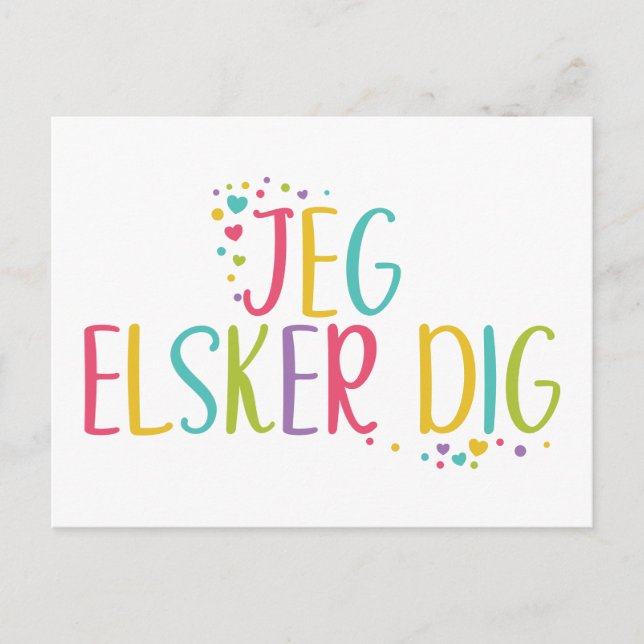 Ich Liebe Sie Dänisch Jeg elkser graben- Regenboge Postkarte (Vorderseite)