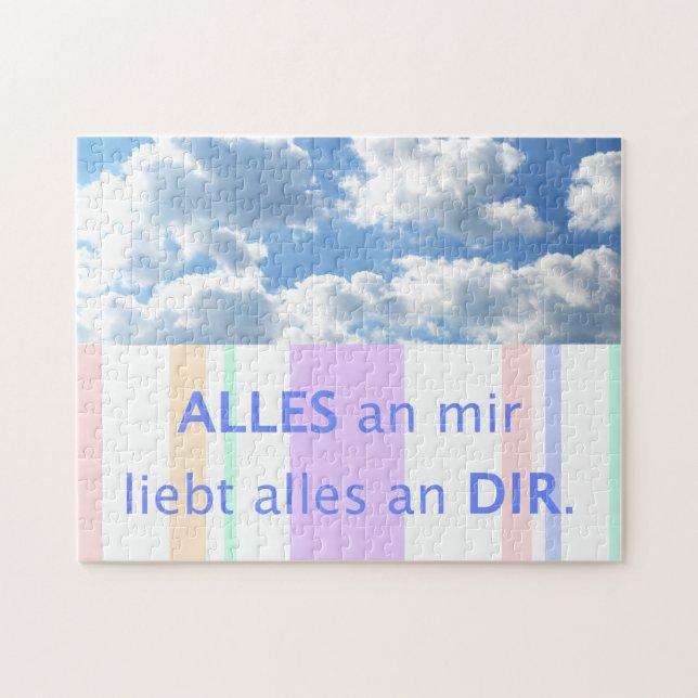 Ich Liebe Sie deutsches Zitat über Liebe Blue Sky  Puzzle (Horizontal)