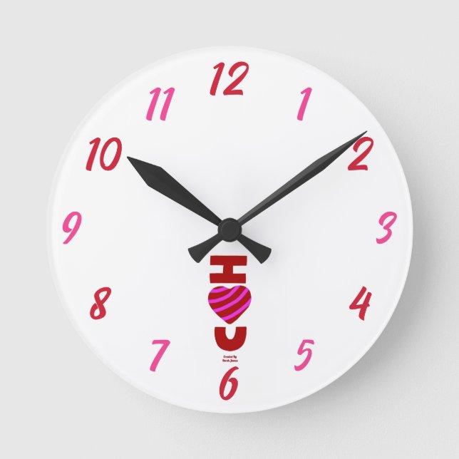 Ich Liebe Sie die Acrylmauer Runde Wanduhr (Vorderseite)