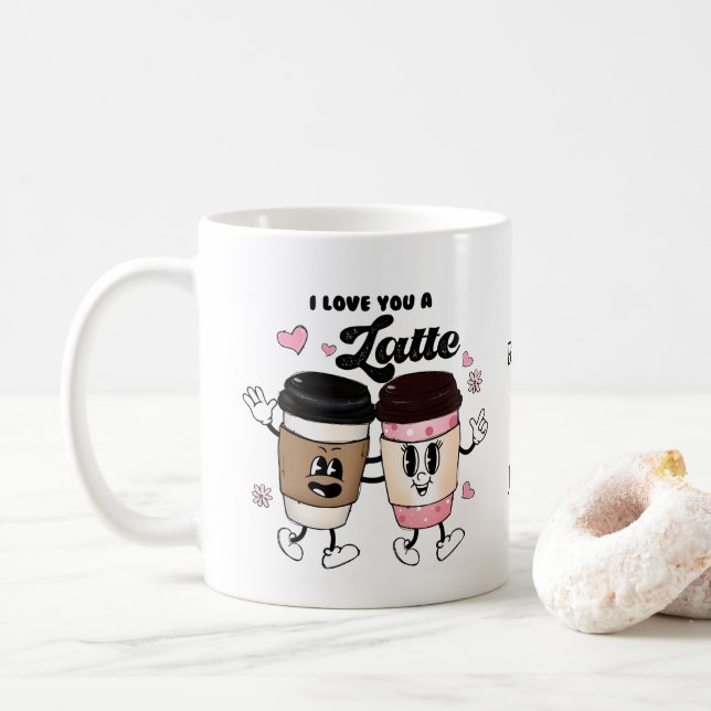 Ich Liebe Sie ein Latte Funny Romantic Valentine G Kaffeetasse (Mit Donut)