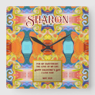 Ich Liebe Sie einzigartig Abstrakte Art-Déco-Marmo Quadratische Wanduhr