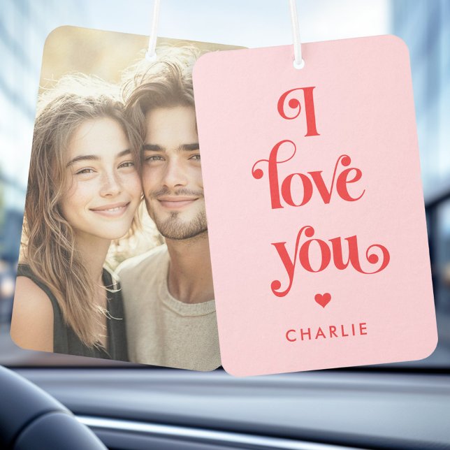 Ich Liebe Sie elegante Retro rosa rosa Valentinsta Autolufterfrischer (I love you elegant retro red pink Valentine's day Air Freshener)