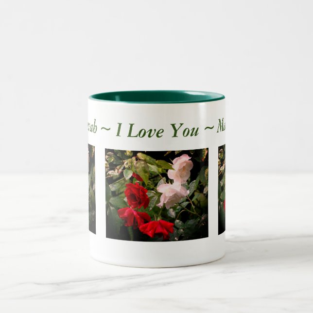 Ich Liebe Sie entrinstet Rose Personalisiert Zweifarbige Tasse (Mittel)