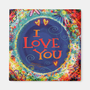 Ich Liebe Sie farbenfrohe florale Inspirivity Tren Magnet
