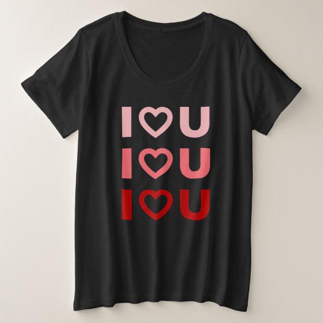 Ich Liebe Sie Frauen Große Größe T-Shirt (Design vorne)