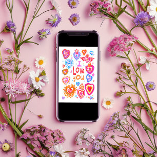 Ich LIEBE, SIE freuen sich Valentine Bright Whimsi Karte