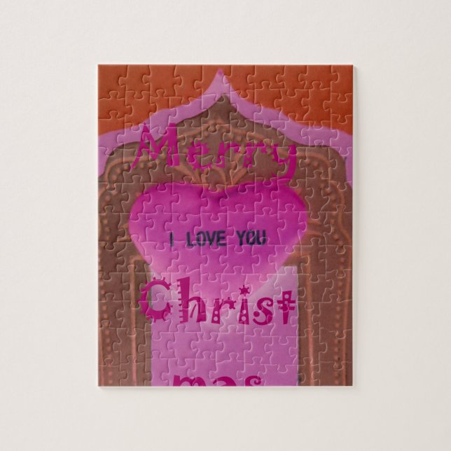 Ich Liebe Sie froh Weihnachten Herz Puzzle (Vertikal)