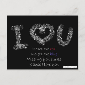 Ich Liebe Sie Gedicht: Vermisst Sind zum Kotzen du Postkarte
