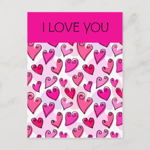 Ich Liebe Sie Girly Pink Hearts Romantische Valent Feiertagspostkarte